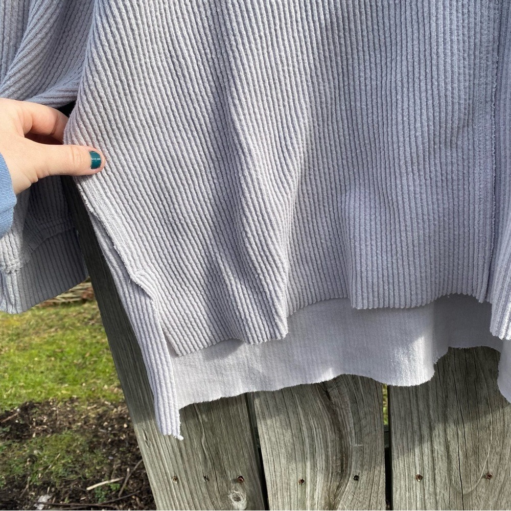 Gorpcore Cabin Lincoln Outfitters Waffle Knit Top L Gray Relaxed Layered Hem - Picture 6 of 8
